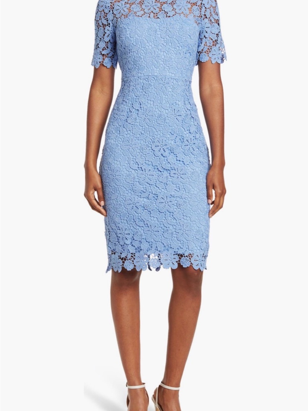 Eliza J Light Blue Floral Lace Sheath Dress
